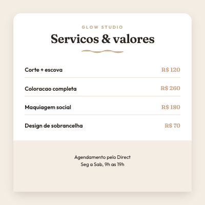 Tabela de servicos
